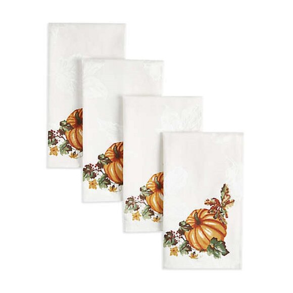 4 new Autumn Medley 60% Cotton Table Napkins w/ Pumpkins for Thanksgiving decor - Picture 10 of 10